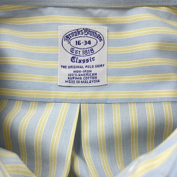 Brooks Brothers Blue Striped Dress Shirt Men 16-34 - Picture 8 of 8